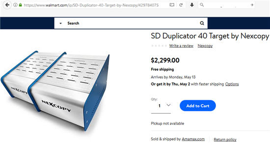 SD400PC, Wal-Mart offes SD card Duplicators by Nexcopy