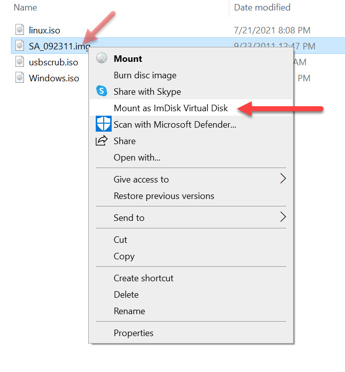 mount an img file in Windows