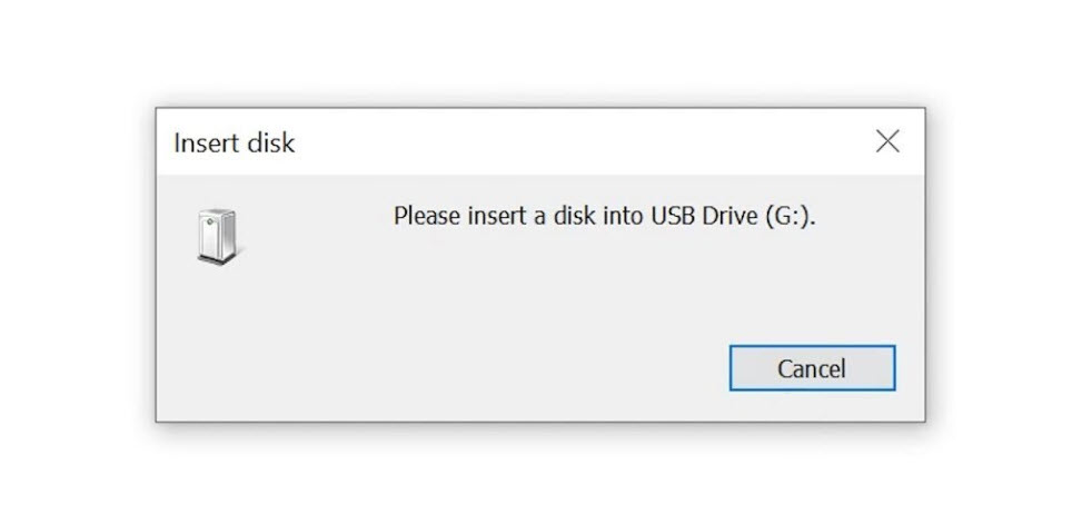 please insert disk into USB drive