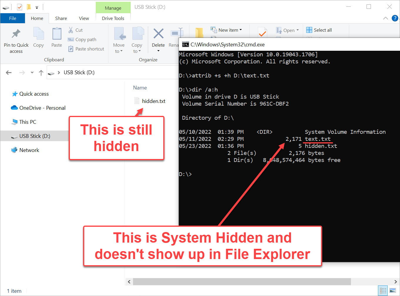 view system hidden file on USB drive