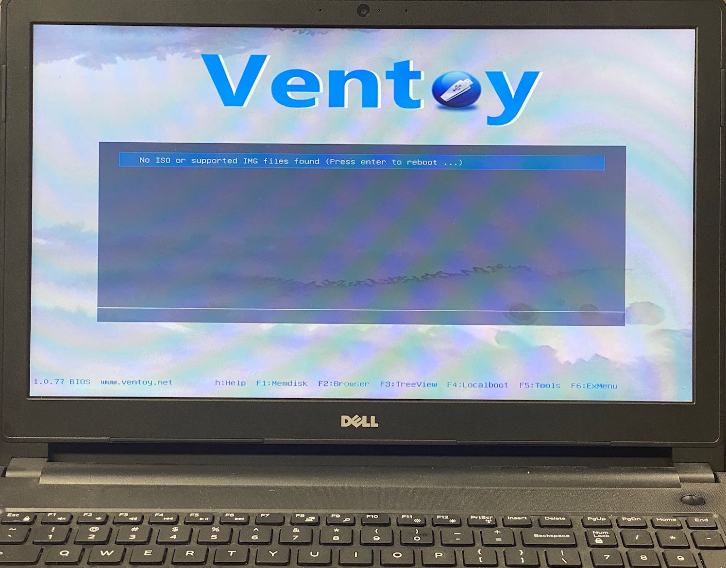 USB überall bootfähig machen, Ventoy-Boot-Bildschirm