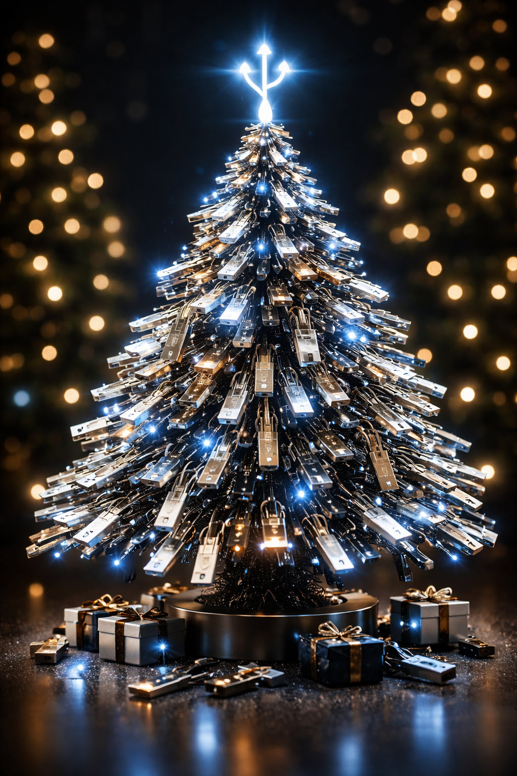 USB Christmas Tree made from flash drives