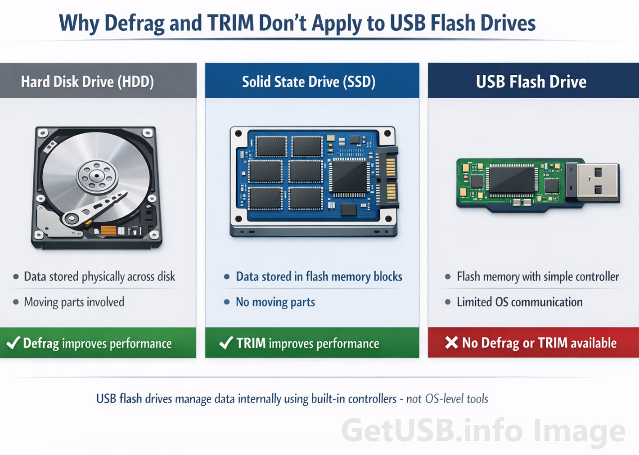 You Can’t Defrag or TRIM a USB Flash Drive – Here’s Why