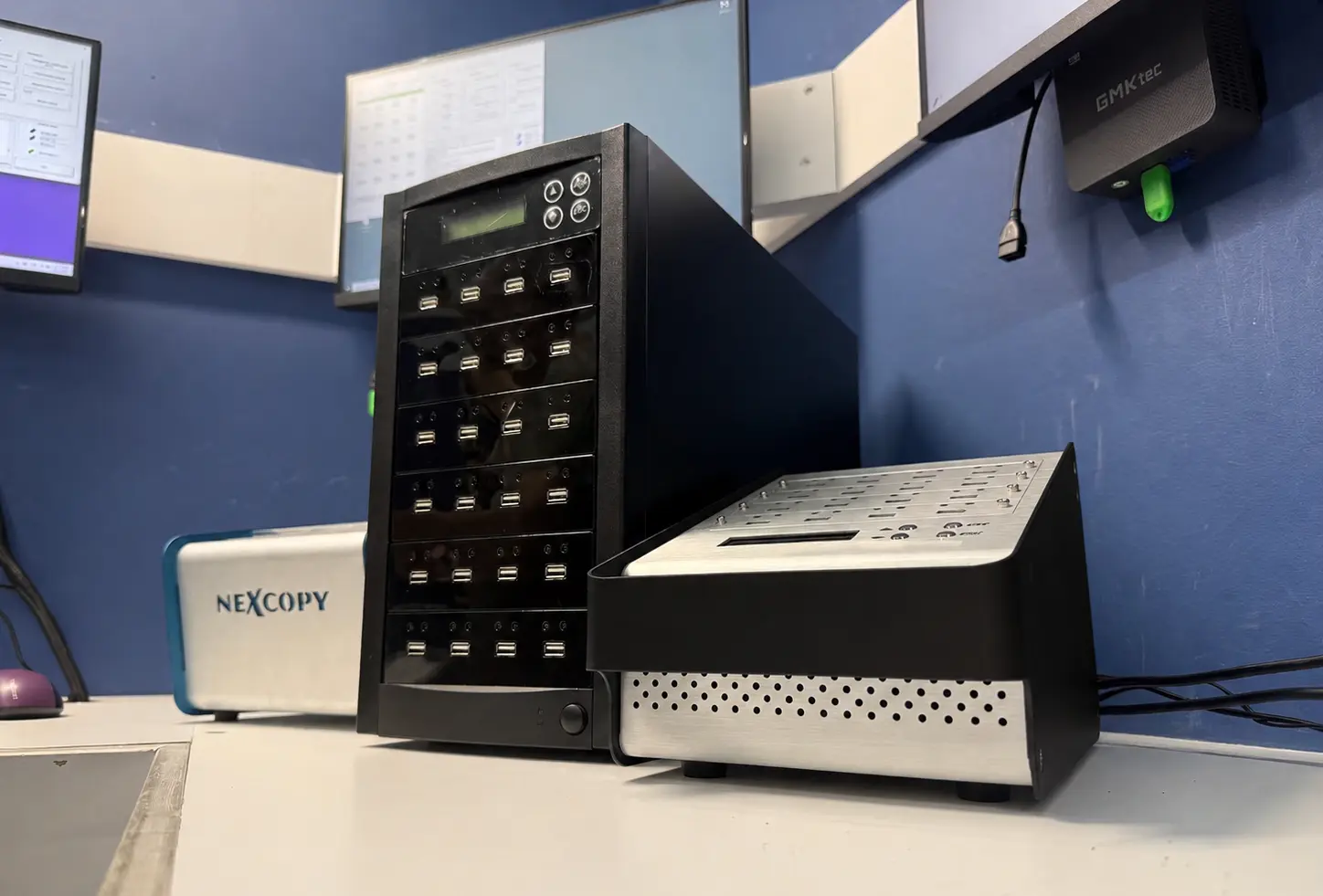 USB duplication and removable media ingestion systems used for large-scale data collection and centralized workflow automation
