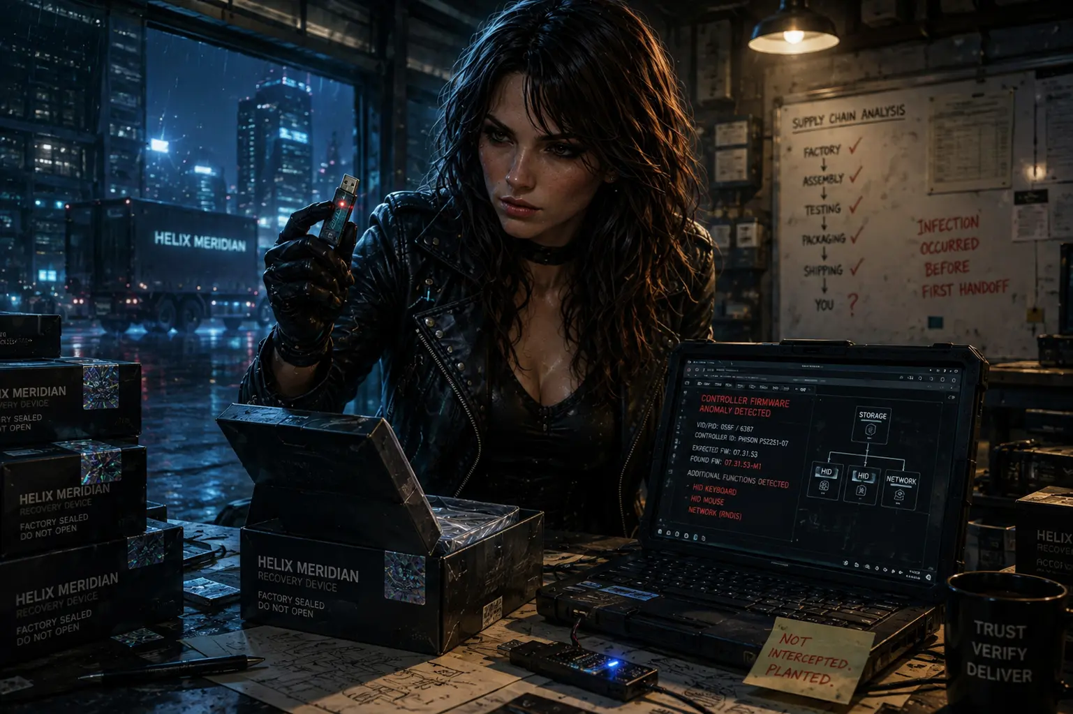 Mara Vale: Infeksi Rantai Pasokan | Cyberpunk Noir tentang BadUSB dan Keamanan Supply Chain